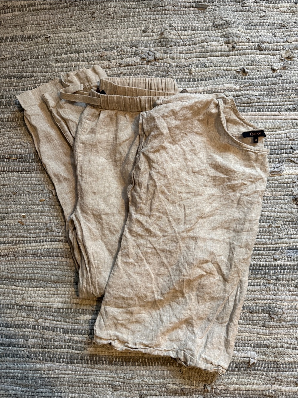Quince Men's Linen Blend Joggers & Tee Set - Light Beige